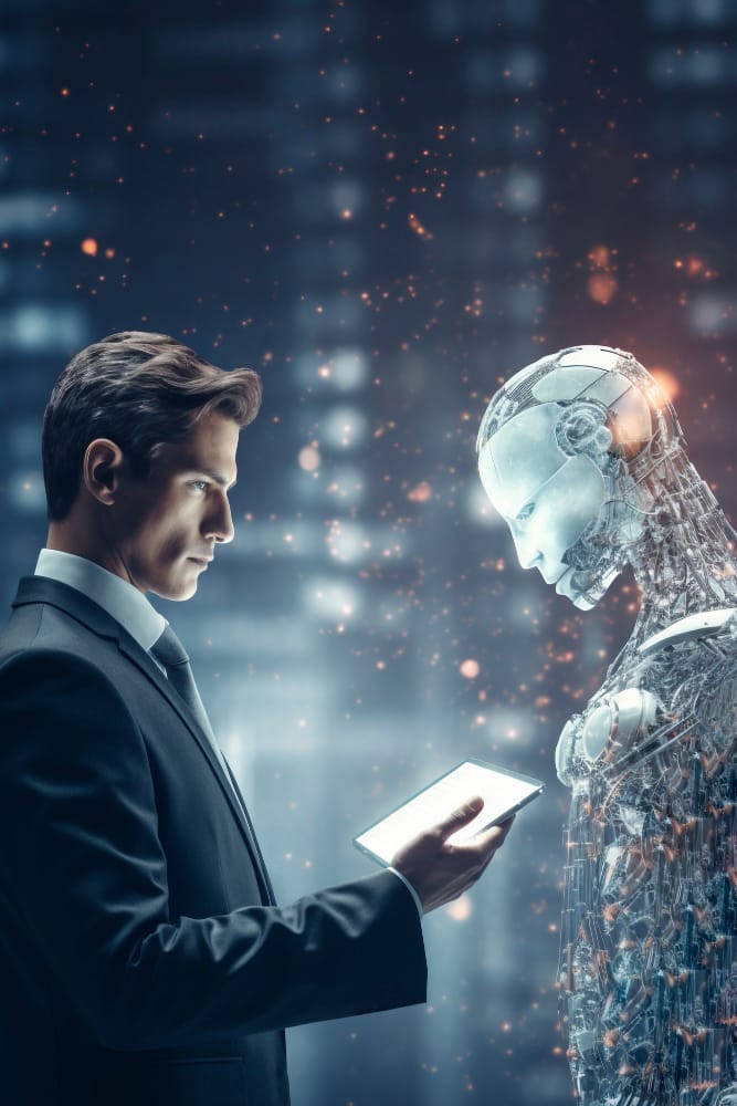 IT architects analyzing predictive machine learning models within our Enterprise AI Solutions dashboard